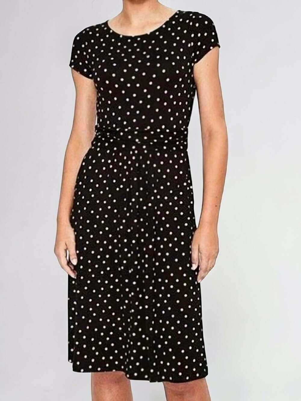 Boden Amelie Polka Dot Dress Black Pink Ruched Waist Pockets Stretchy UK 12R